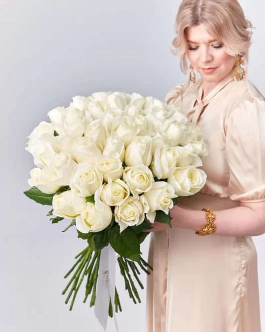 Norma Jean — 50 White Rose Bouquet
