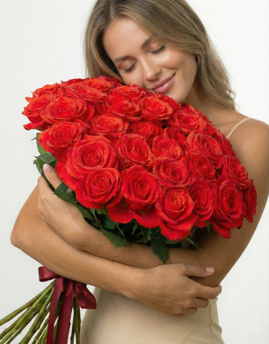 50 Premium Red Roses Bouquet