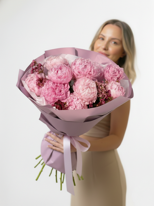 Velvet Peony Bliss: Premium Pink Peony Bouquet