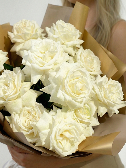 Pure French White Roses: Luxury Grand Bouquet