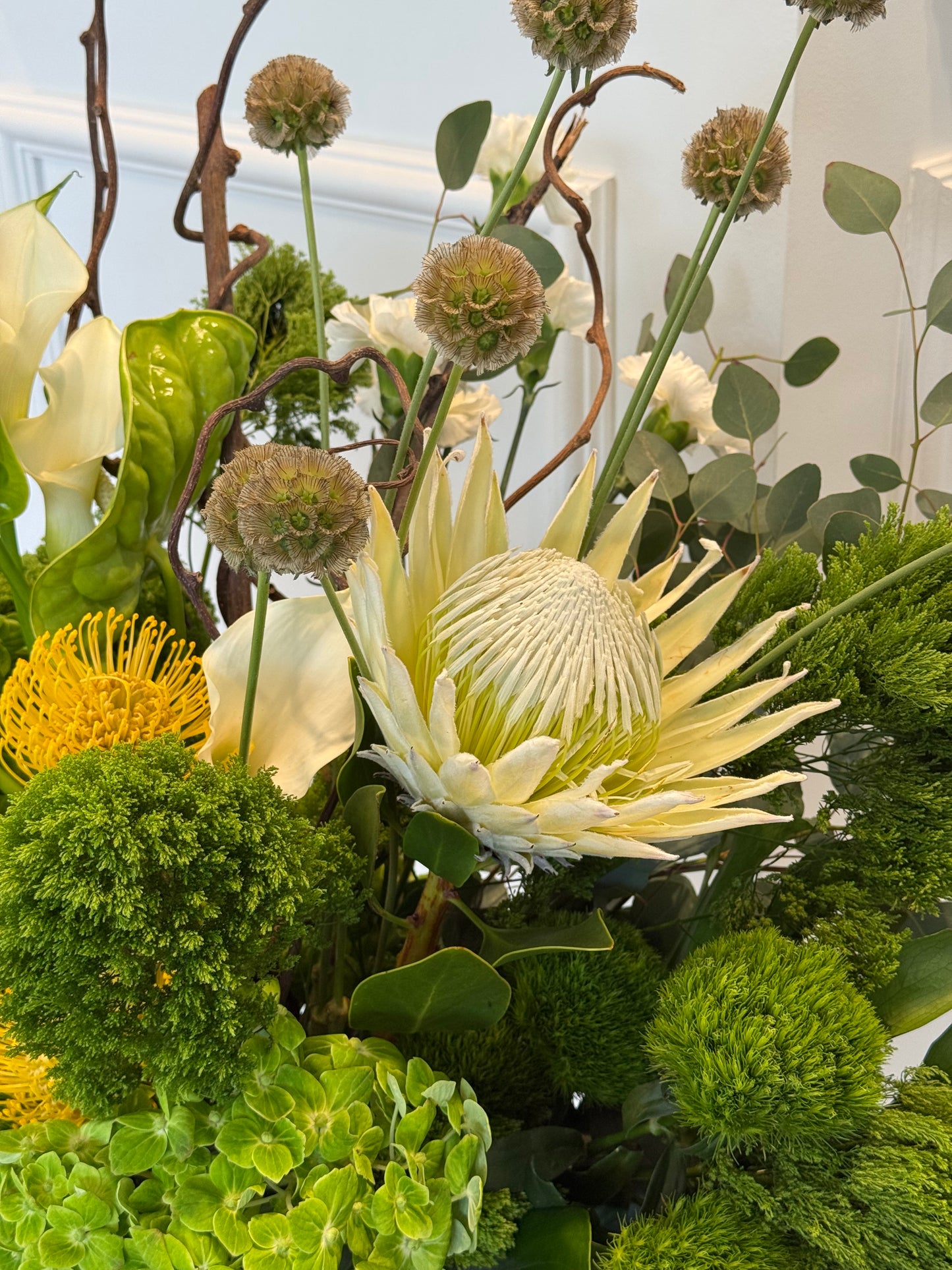 Exotic Botanical Interior Arrangement in Ceramic Vase