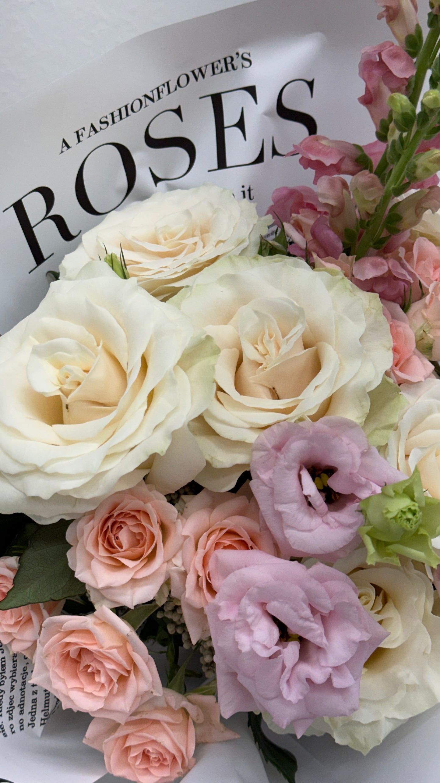 Parisian Dream: Cream Rose & Snapdragon Hand-Tied Bouquet