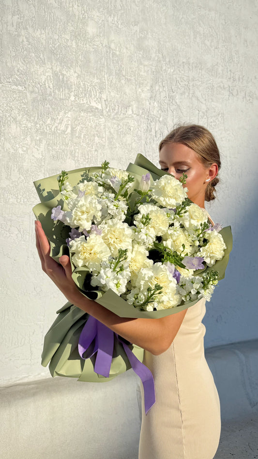 Lavender Fields: White & Purple Garden Bouquet in Vase
