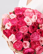 Crimson Majesty — Peony Rose Mono-Bouquet