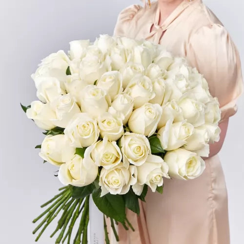 Norma Jean — 50 White Rose Bouquet