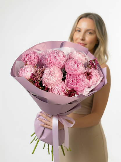 Velvet Peony Bliss | Premium Pink Peony Bouquet