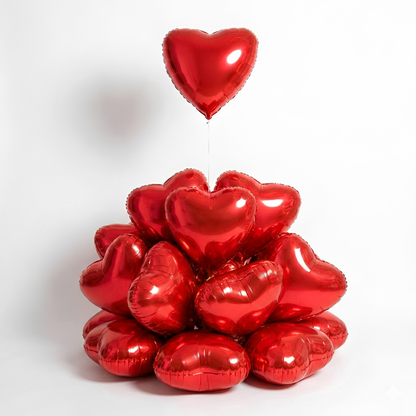 Red Heart Foil Balloons – Luxury Event Decor