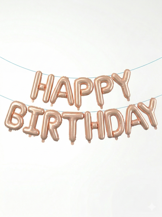 Gold Happy Birthday Balloon Banner Set