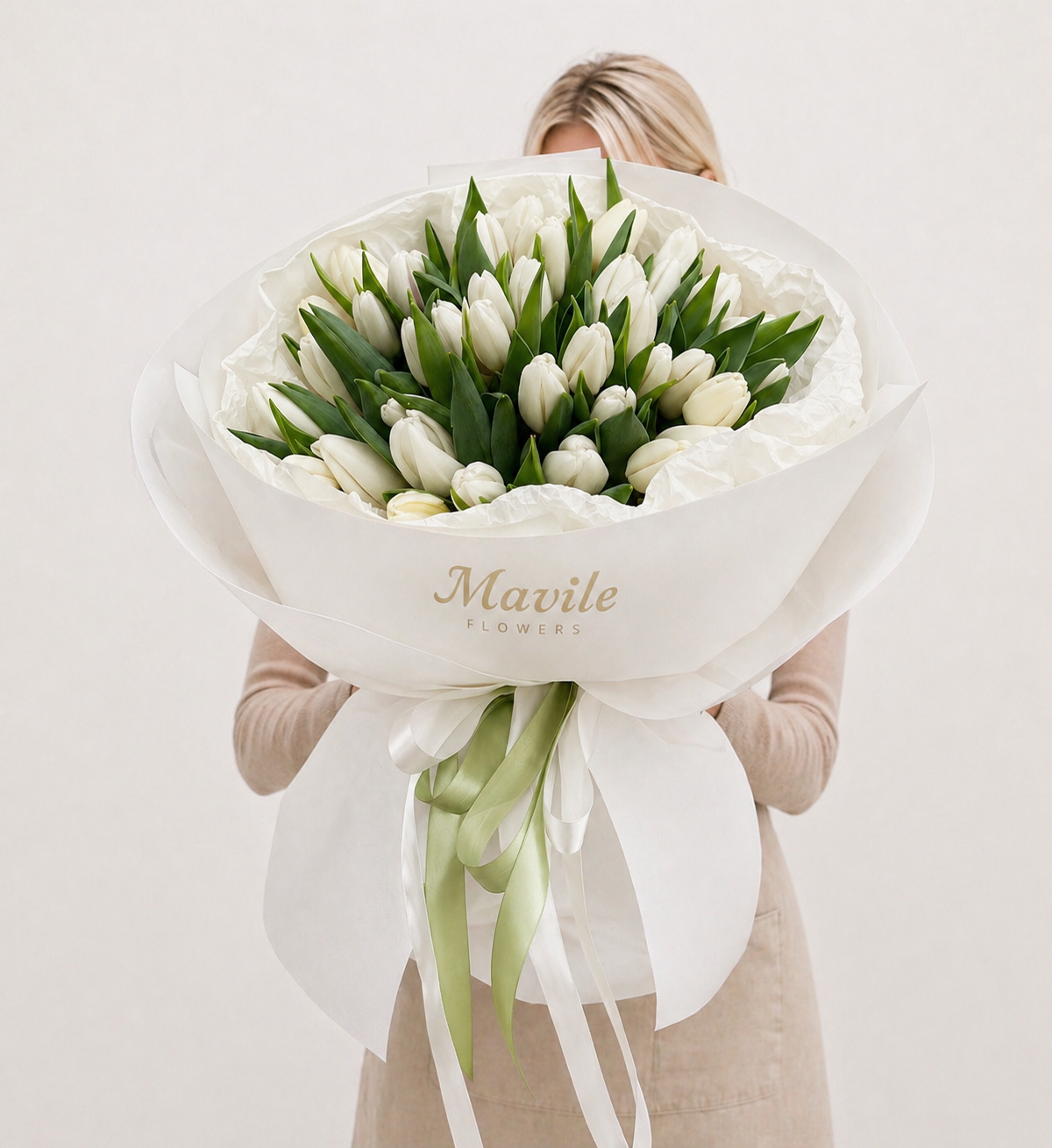Verdant Silk Tulips Bouquet – Luxury Floral Arrangement