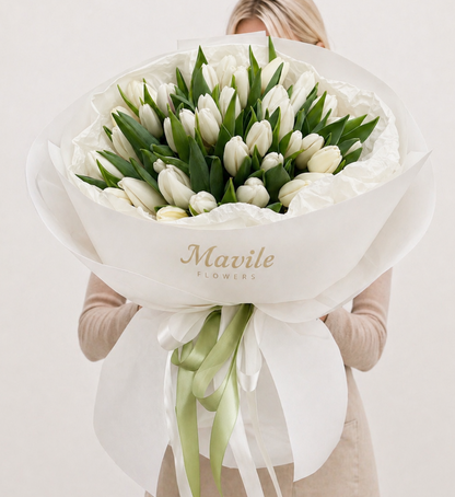 Verdant Silk Tulips Bouquet – Luxury Floral Arrangement