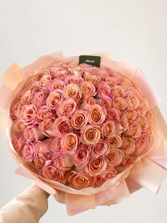 Blush Peach Rose Bouquet — Rose Charm