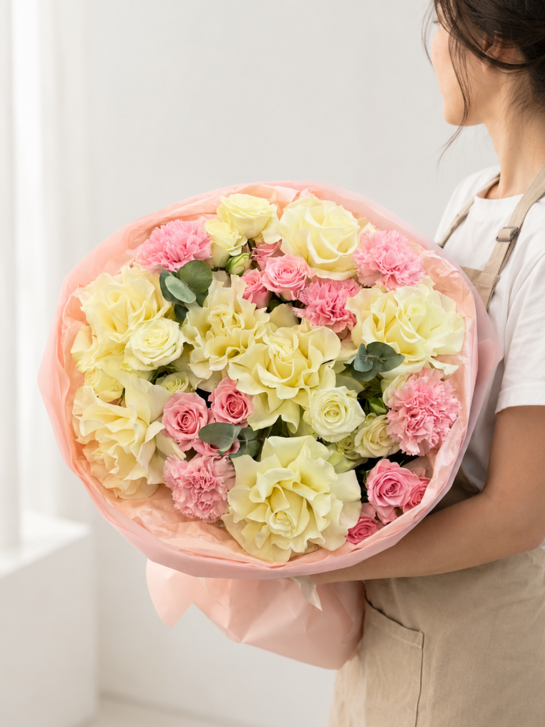 Rosy Sunshine Yellow Rose Bouquet