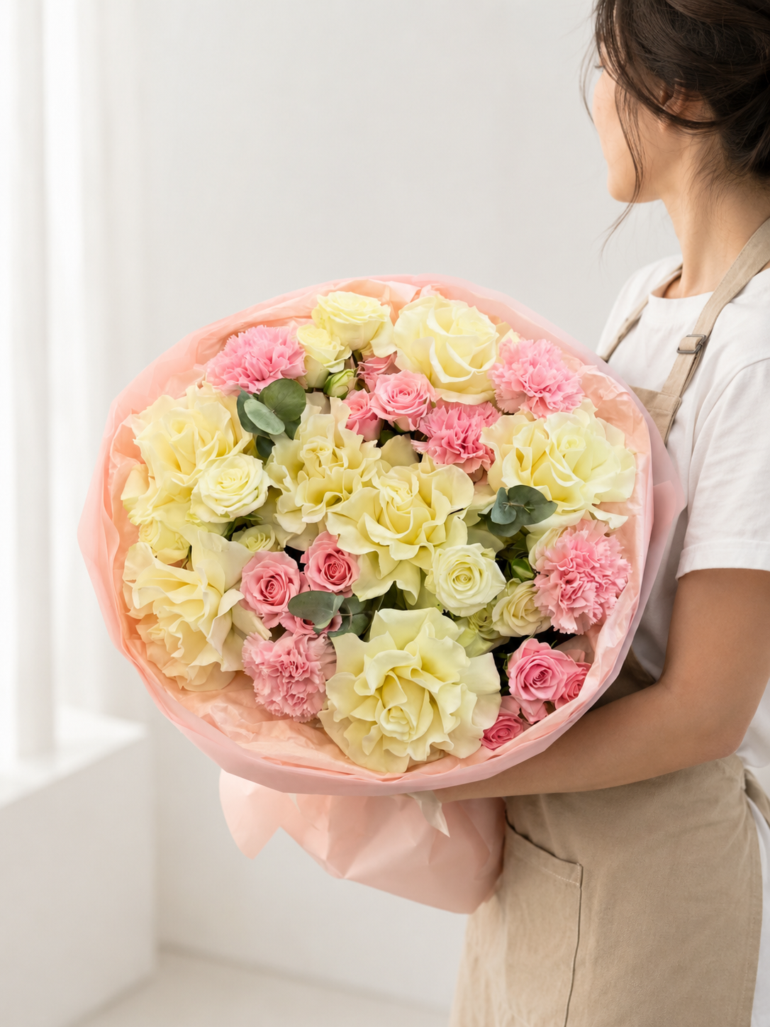 Rosy Sunshine Yellow Rose Bouquet