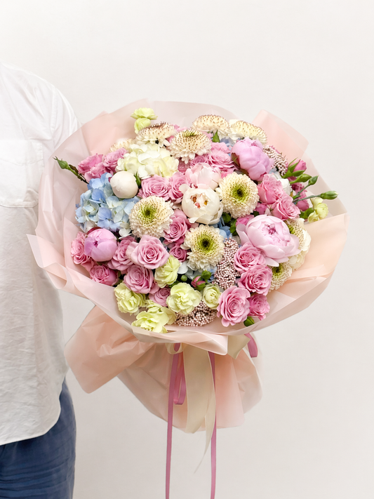 Pastel Rose Peony Bouquet — Bloom Symphony