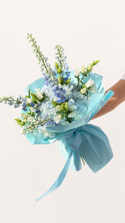 Blue White Wildflower Bouquet — Azure Sky