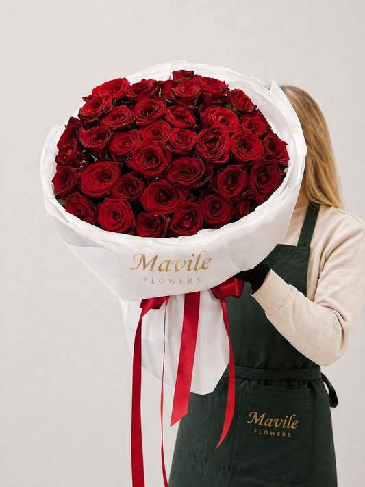 Red Rose Bouquet 50 Stems — Amour Rouge