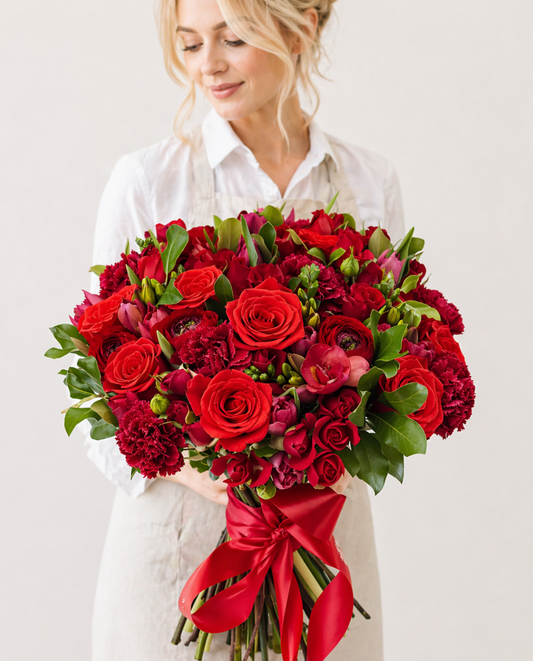 Ruby Red Rose Ranunculus Bouquet — Extra Rouge