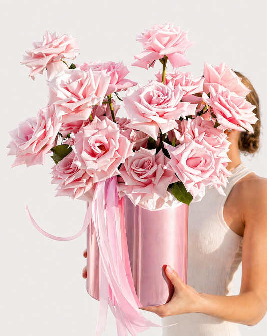 Pink Reflexed Rose Luxury Box — French