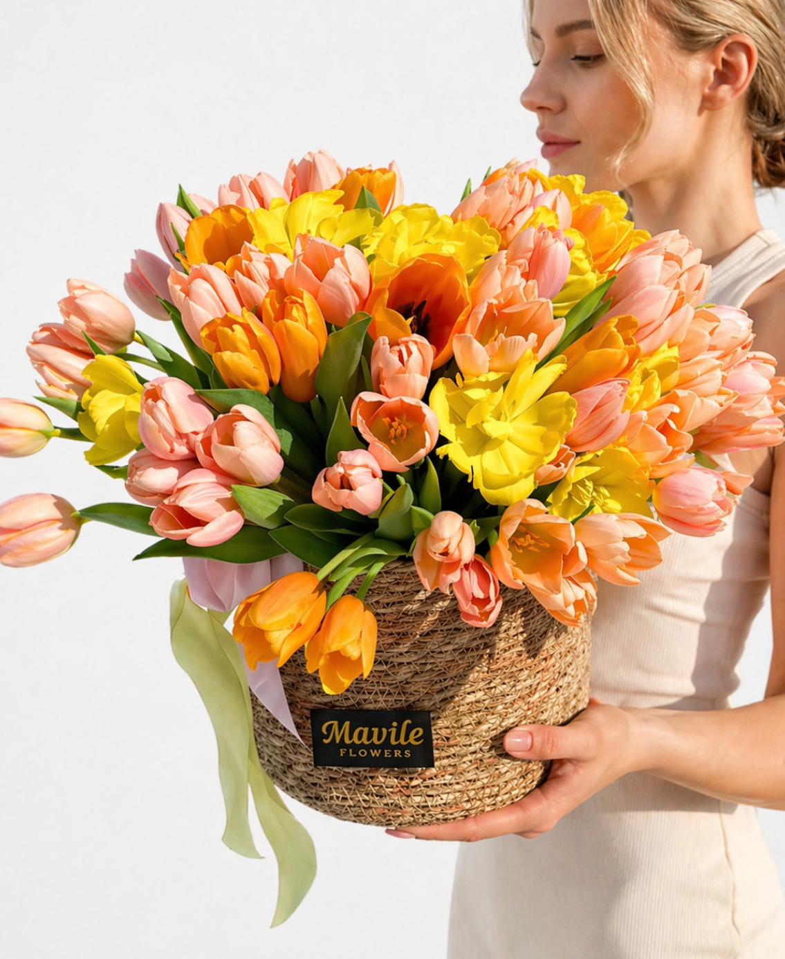 Golden Hour | Sunset Tulip Basket