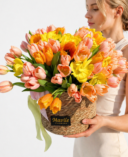 Golden Hour | Sunset Tulip Basket