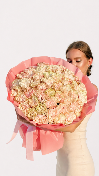 50 Premium Peach & Blush Roses