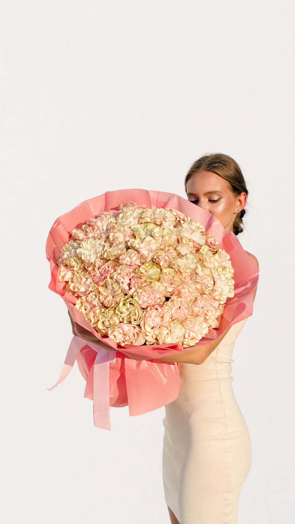 50 Premium Peach & Blush Roses