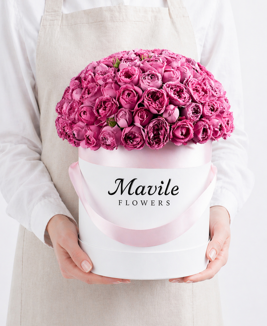 Pink Peony Rose White Box — Luxury