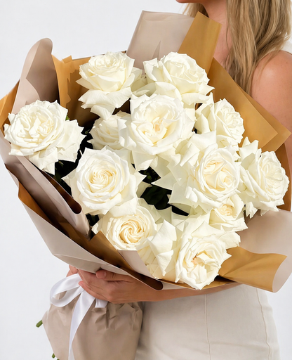 Pure French White Roses: Luxury Grand Bouquet