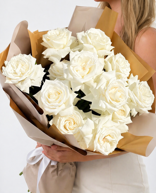 Luxury White French Rose Bouquet — Pure Grand
