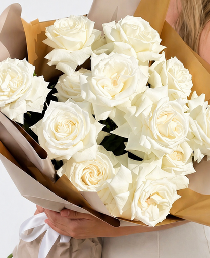 Pure French White Roses: Luxury Grand Bouquet