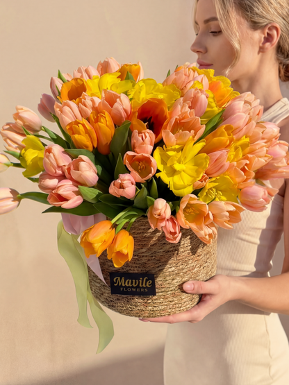 Golden Hour | Sunset Tulip Basket