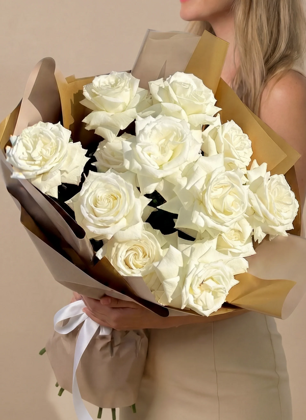 Pure French White Roses: Luxury Grand Bouquet