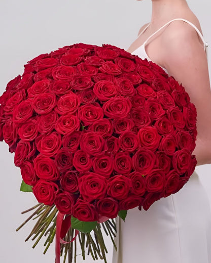 100 Premium Red Roses Bouquet